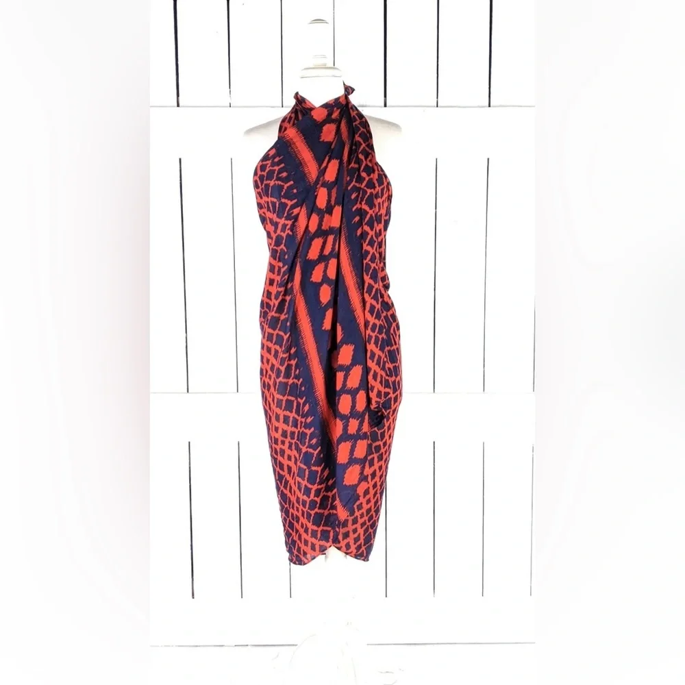 Stella & Dot Navy and Red Boho Large Scarf Shawl Coverup Dress